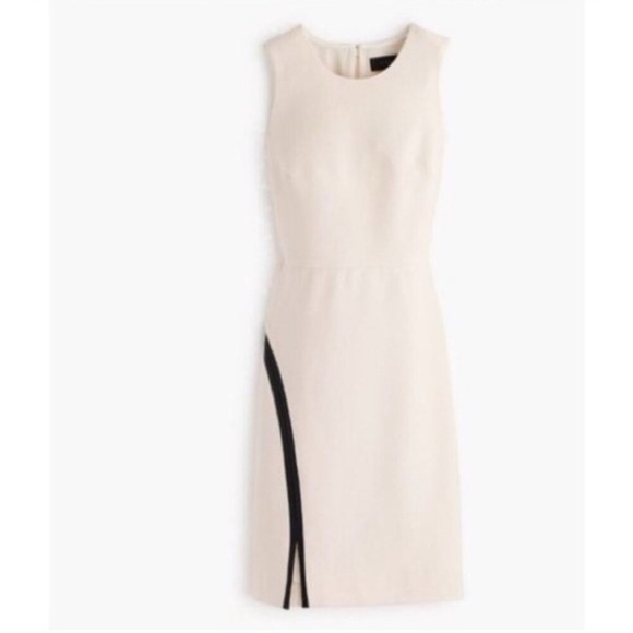 J. Crew Dresses & Skirts - J Crew NWT Sleeveless Sheath Dress Cream Black Faux Leather Stretch Size 16